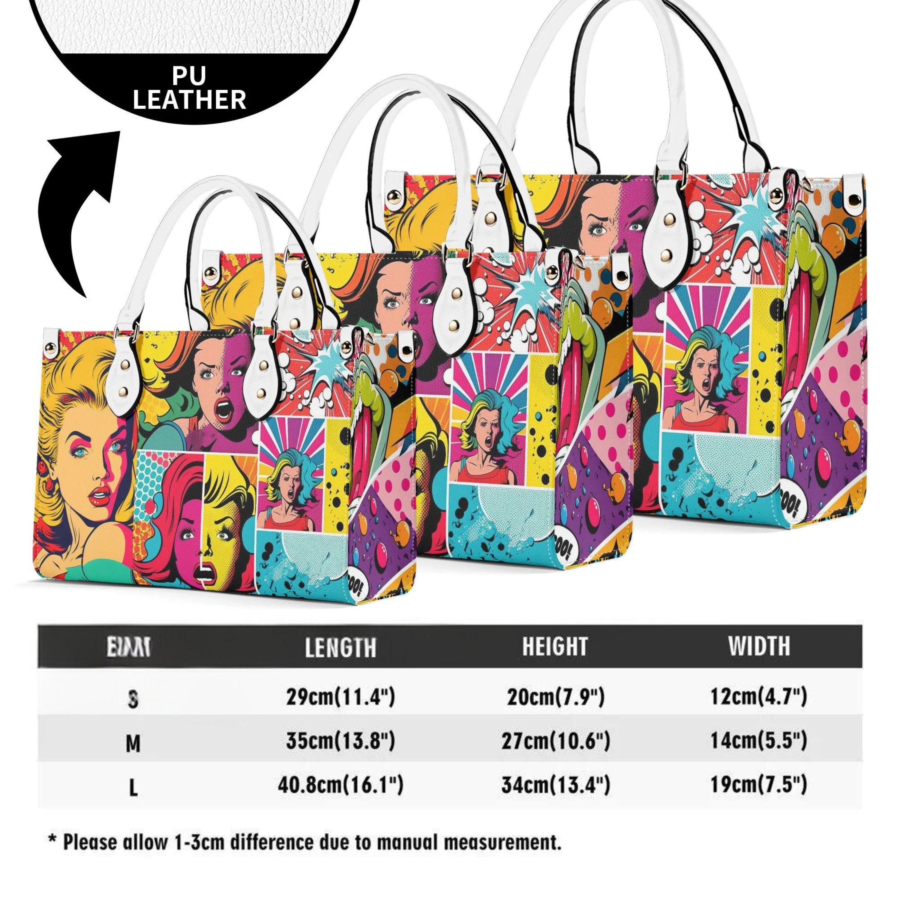 Pop Art Handbag, Retro-chic Purse, Unique Print Bag, Trendsetter Fashion, Playful Retro Mod ...
