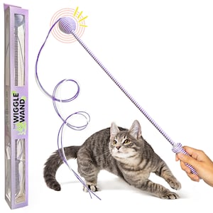 Cat lover gift – unique cat wand toy engaging sight, sound, and touch