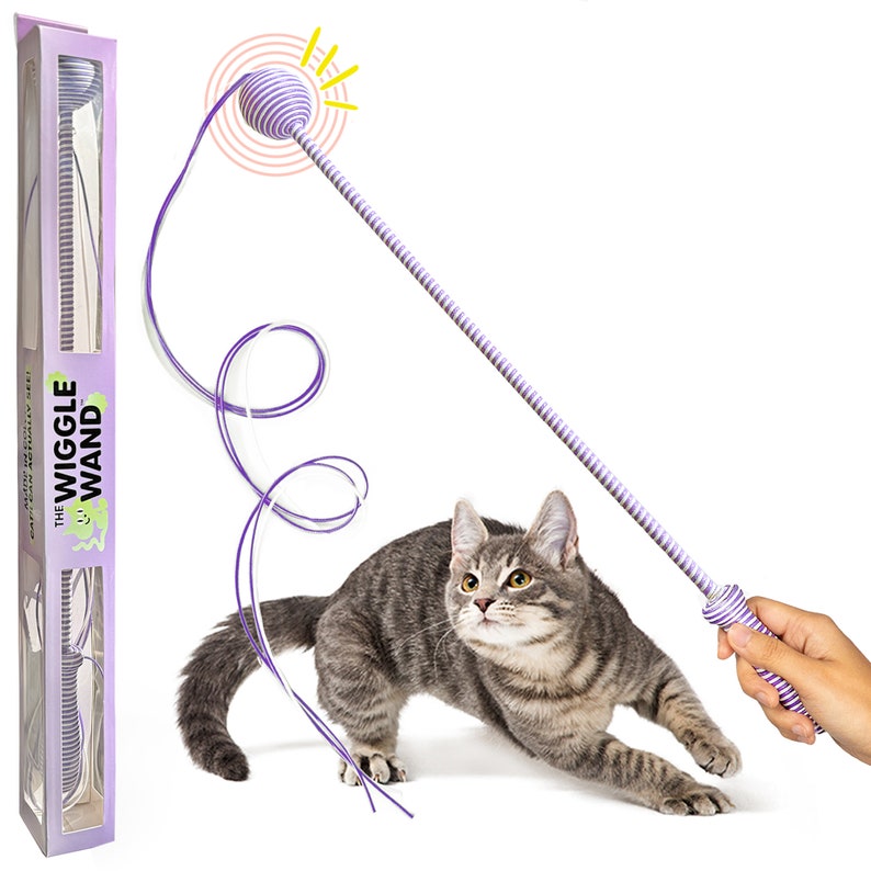 Cat lover gift – unique cat wand toy engaging sight, sound, and touch