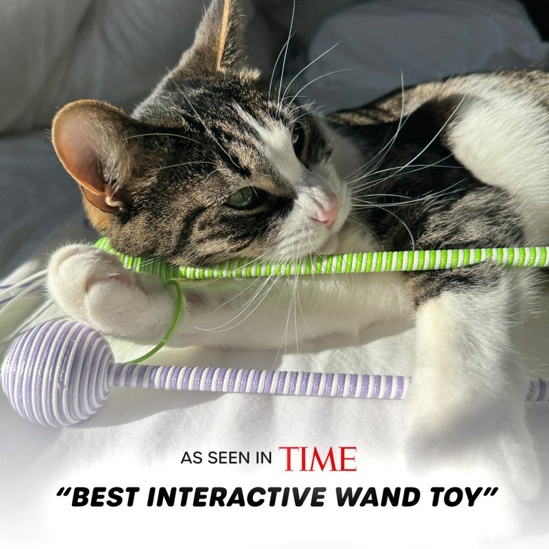 Handmade cat toy in colors cats can see, perfect for cat lovers
