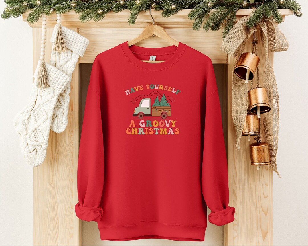 Groovy Christmas Sweatshirt, Women's Cozy Sweatshirt, Women's Christmas Sweatshirt Womens