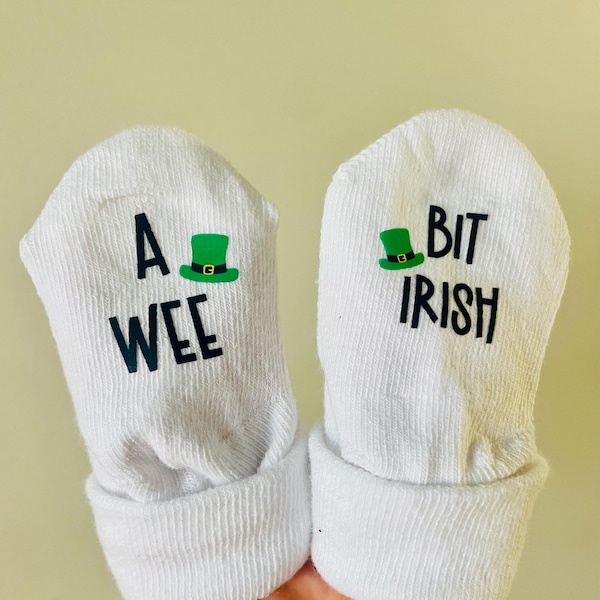 A Wee Bit Irish Baby Socks, St. Patrick's Day Shamrock Baby Clothes, Baby Shower Gift, 1st Patrick's Day Baby Socks, Funny Irish Baby Gift