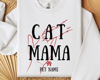 Cat MAMA Sweatshirt, Gift For Cats Lover, Funny Kitty Shirt,  Cat Shirt for her him,  Cat Owner Gifts, cat lover Shirt, Funny Cat Shirt,