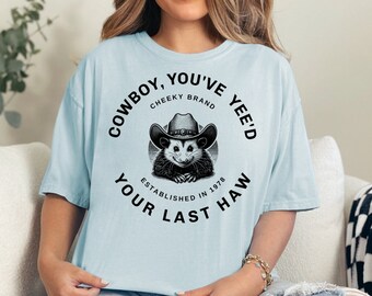 Cowboy possum T-shirt, Opossum Shirt, Opossum tee, Possum Shirt, Weird Shirt, funny Possum shirt, meme shirts, vintage shirt, baggy t-shirt