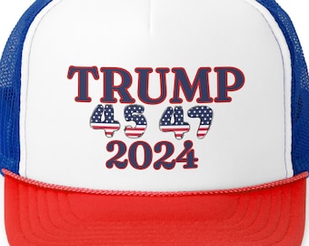 Trump 45 47 2024 Trucker Cap, Trump 2024, Trump Hat, Sombrero Republicano, Sombrero Conservador para él, Regalo para Trump Fan, Ultra MAGA 2024 Trump Hat
