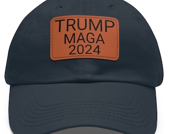 Trump MAGA 2024 Hat with Leather Patch, Trump 2024, Trump Hat, Republican Hat, Conservative Hat, Gift For Trump Fan, Ultra MAGA 2024  Hat