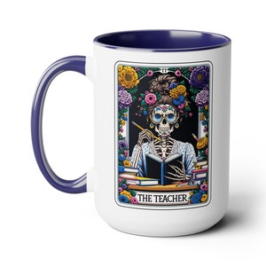 Teacher Mom Tarot Card Coffee Mug, Skeleton Mom Mug, Teacher Mom Gift, Mother&#39;s Day Gift,  Mom Life Gift, First Mom&#39;s Mug, Motherhood Mug
