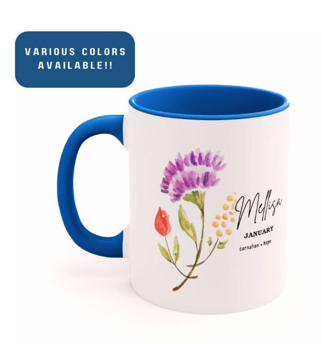 Birth Flower Mug Personalized Birth Flower Gifts Birth Etsy