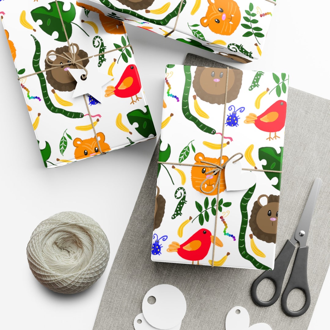 Jungle Themed Wrapping Paper Cute Baby Gift Wrap Paper Baby Shower Gift ...