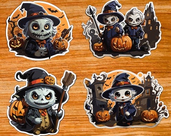 4 Halloween stickers png