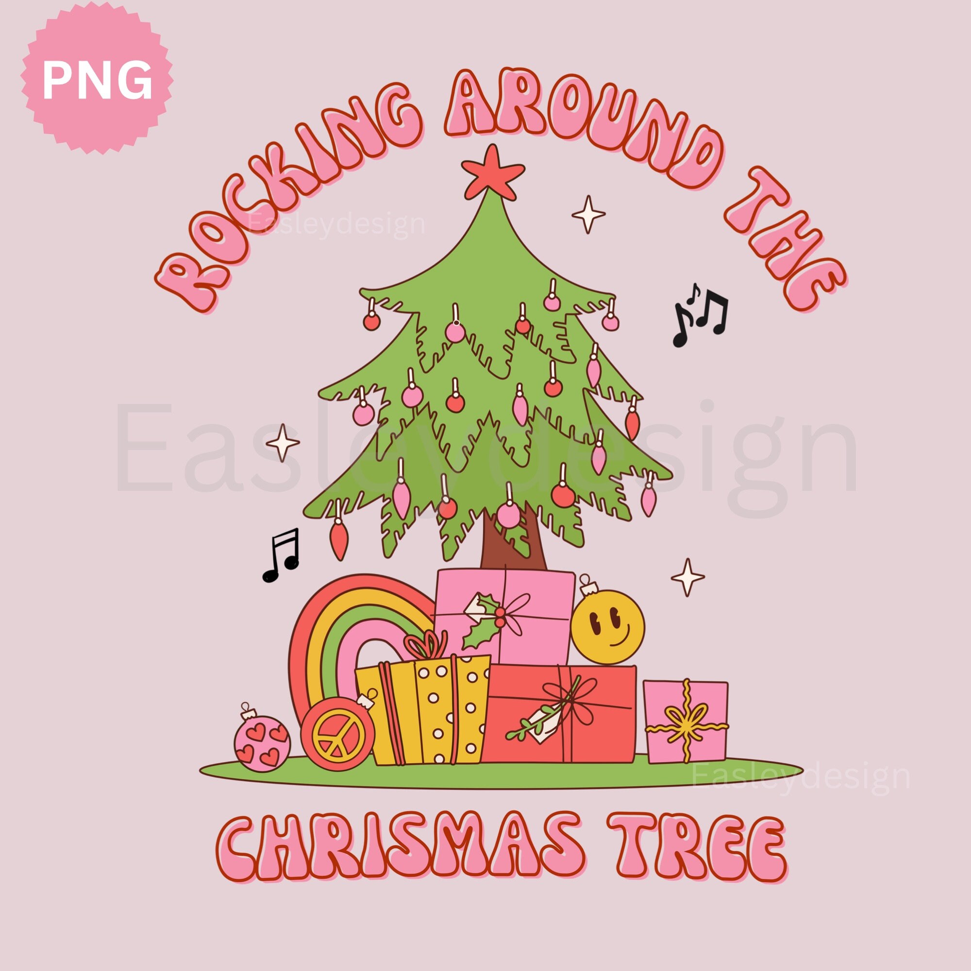Rocking Around the Christmas Tree Png, Groovy Christmas Etsy