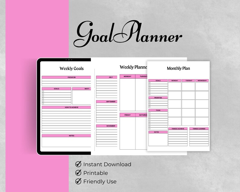 Printable Goal Planner With Habit Tracker, Set, Plan and Conquer Your(01)