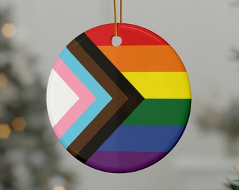 LGBTQ Pride Ornament 2-Sided print, Christmas Ornament, Christmas Decoration, Christmas Keepsake, Ceramic Ornaments,(1pc, 3pcs, 5pcs, 10pcs)