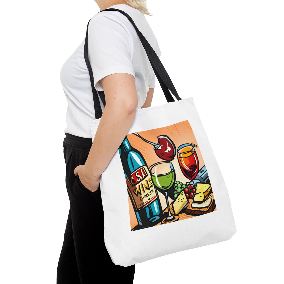 Stylish Wine and Cheese Tote Bag Perfect for Picnics and Etsy