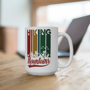 Personalized Hiking and Camping Ceramic Mug 15oz - Nature Lovers Mug, Gift for Hikers, Coffee and Tea Mug, Customized Gift