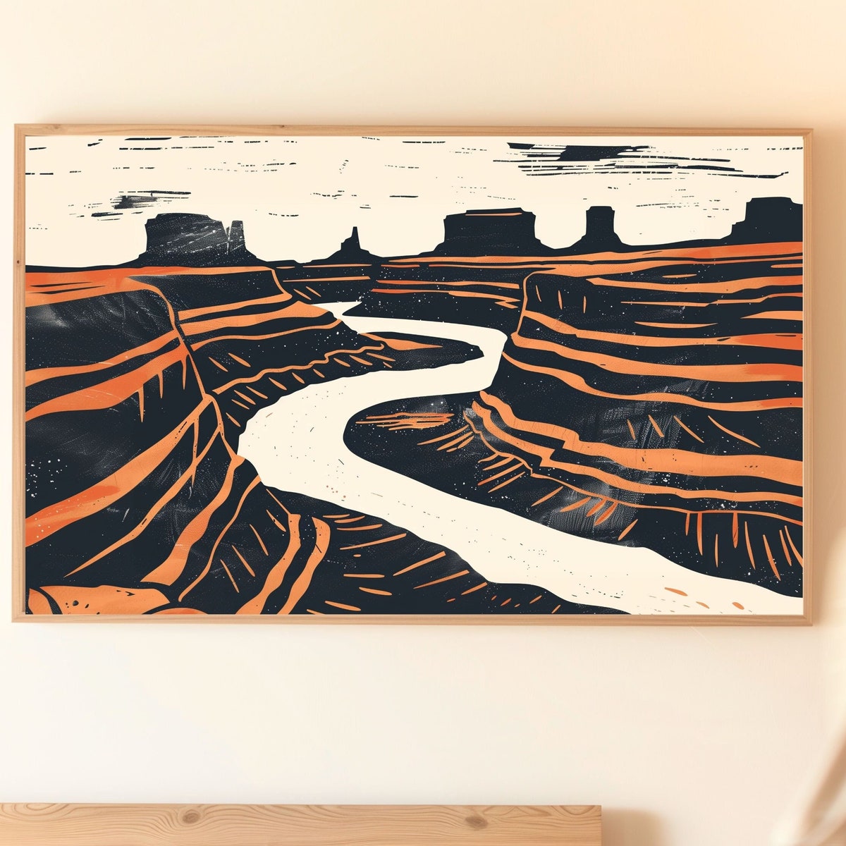 Desert Canyon Landscape (30x20, Oak frame)