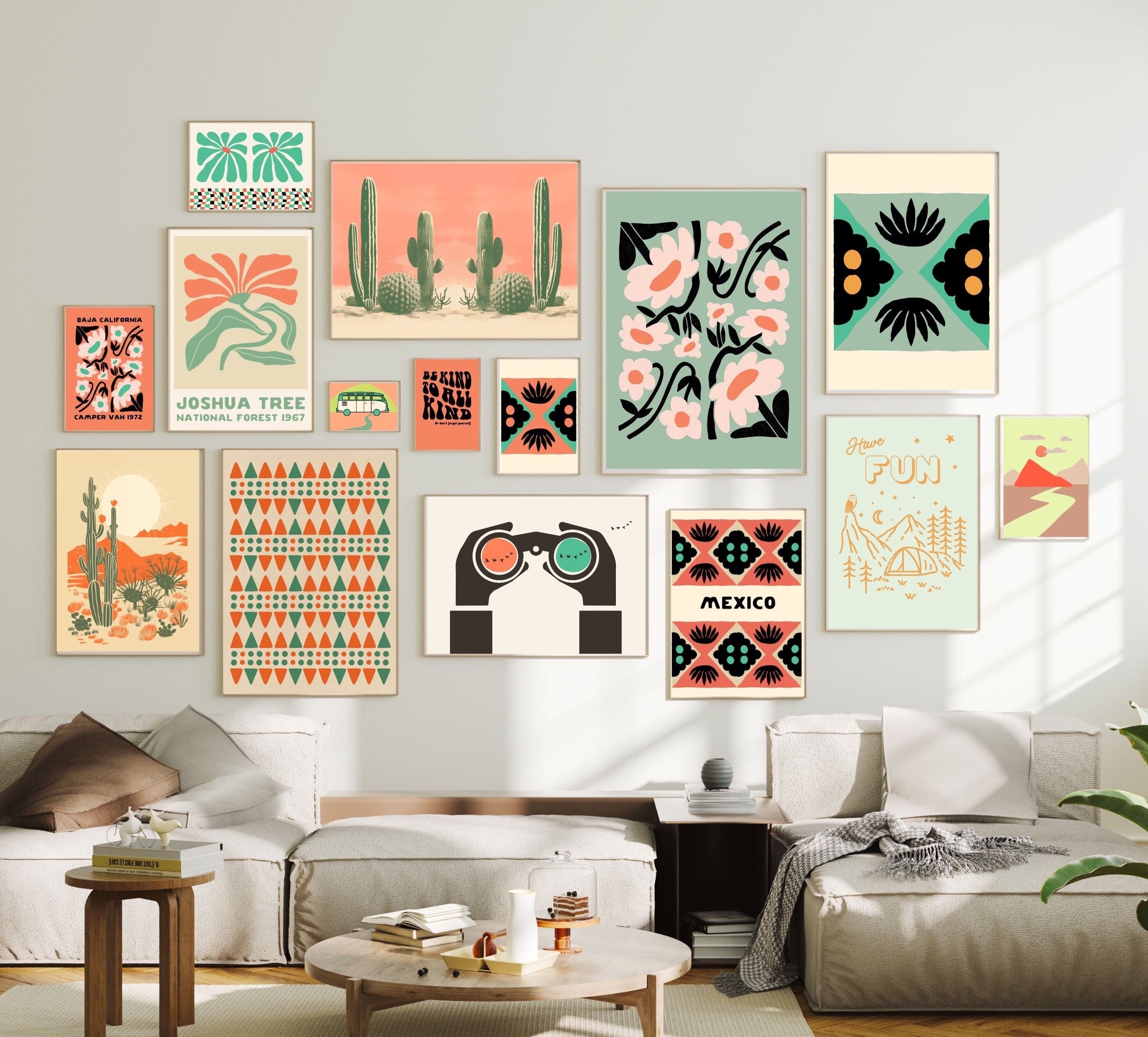 BOHO ECLECTIC GALLERY Wall Set of Western Desert Printable Art Decor in