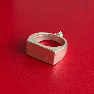 Chevalière taille de bague 5 3/4 | Coulée brute | Chevalière rectangulaire en argent sterling | Bague de base pour orfèvre