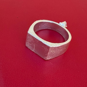 Signet Ring Size 9 3/4  Rough Casting | Sterling Silver Rectangle Signet | Base Ring for Silversmiths