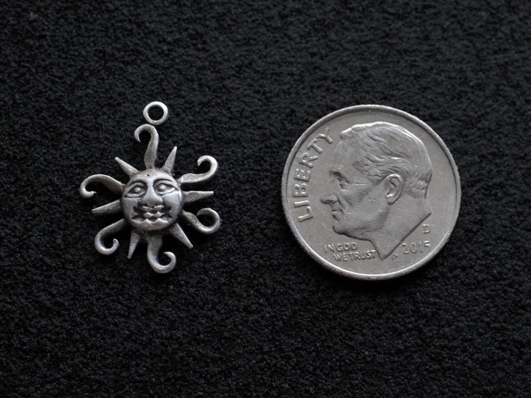 Sterling Silver Sun With Loop | Sun Ray Charm | Smiling Sun Pendant - Etsy