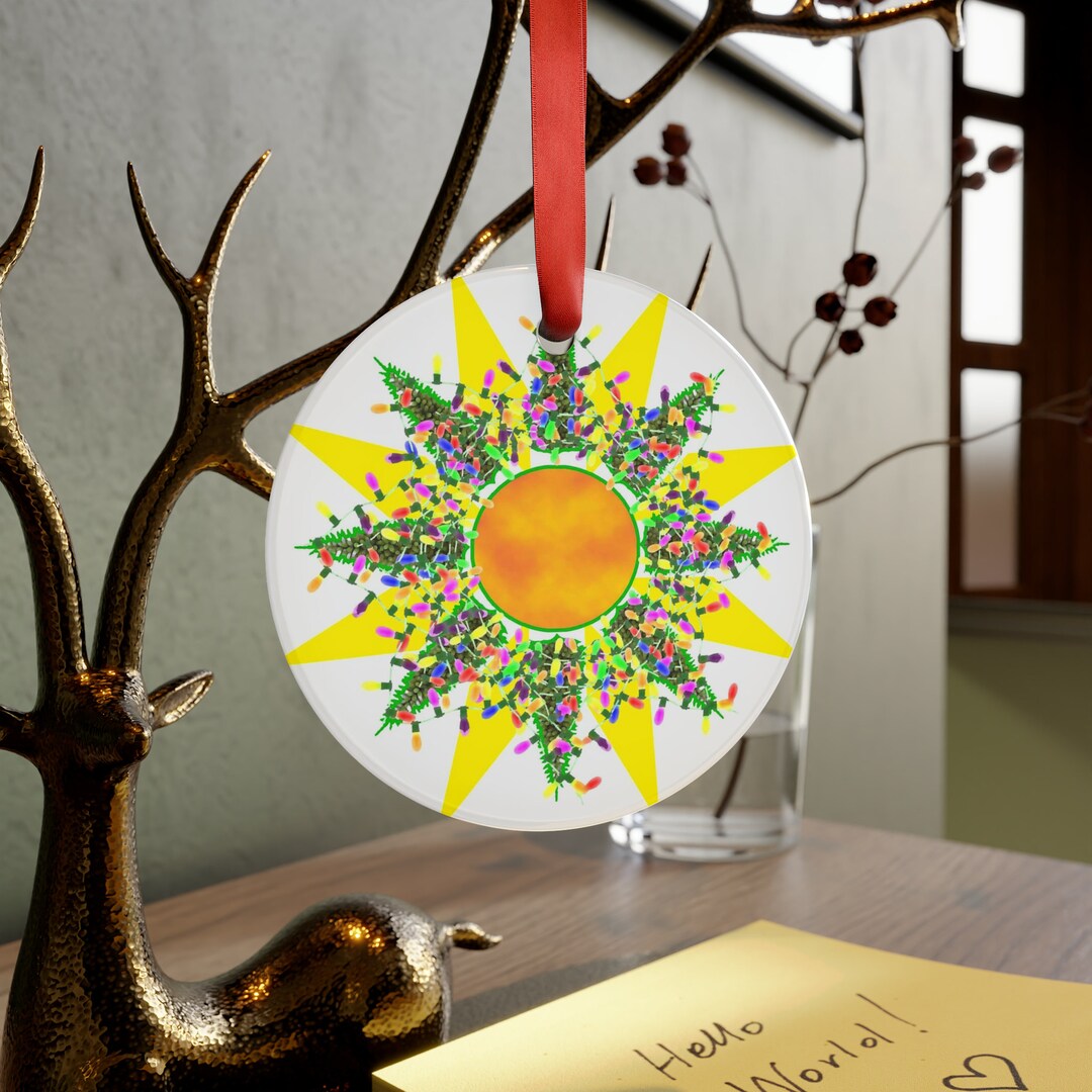 Christmas Tree Sun Acrylic Ornament With Ribbon Etsy