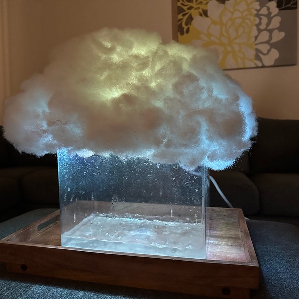 Rain Cloud - working rain maker night light with lightning/thunder white noise, remote included