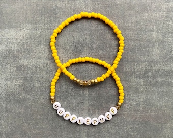 Pulsera de cuentas de Hufflepuff apilada / Harry Potter