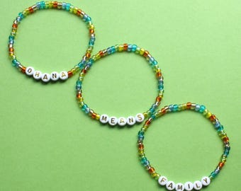 Ohana Means Family Beaded Bracelet Stack