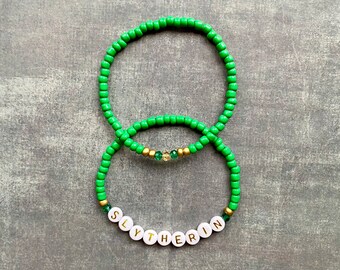 Pulsera de cuentas de Slytherin apilada / Harry Potter