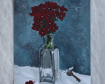 POSY in a BOTTLE — Fine Art Giclee Print 5”x7” reproduction of original acrylic painting by Katherine Siefkes LUNAROSE