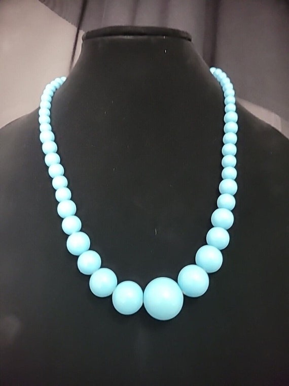 Vintage Beaded Graduated Blue Statement Jewelry C… - image 8
