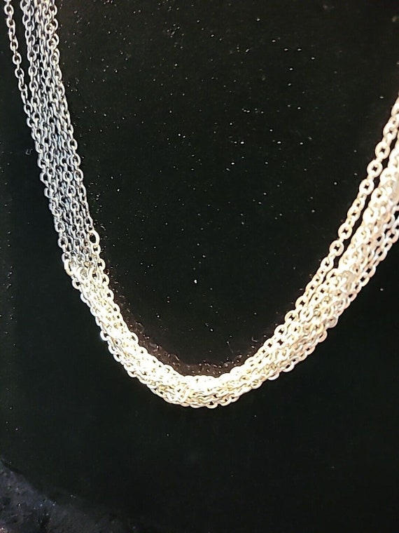 Vintage Multi Strand Silver Tone Chain Necklace J… - image 3