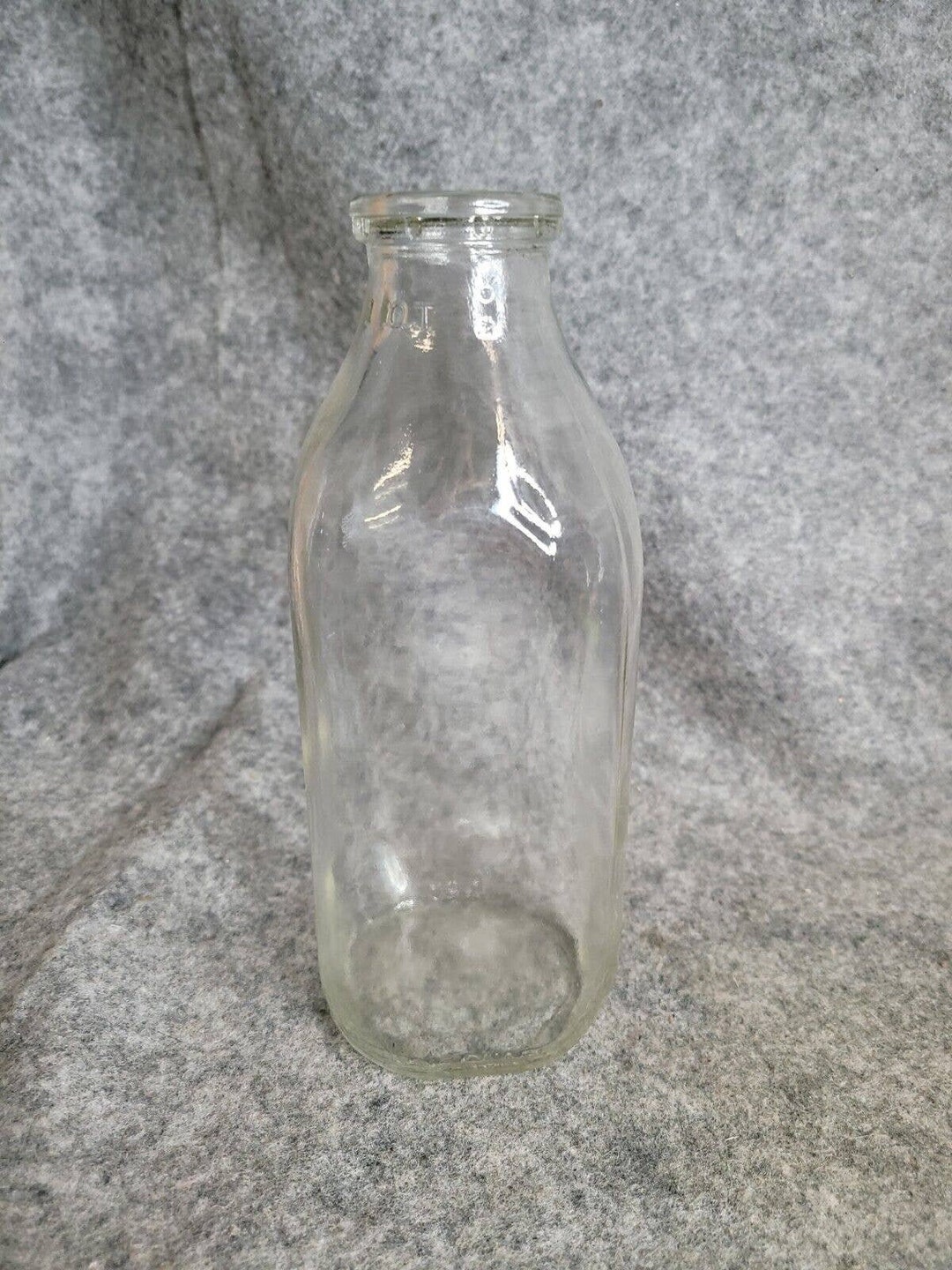 Vintage Clear Glass Milk Jug No Lid One Quart Flower Vase Decoration