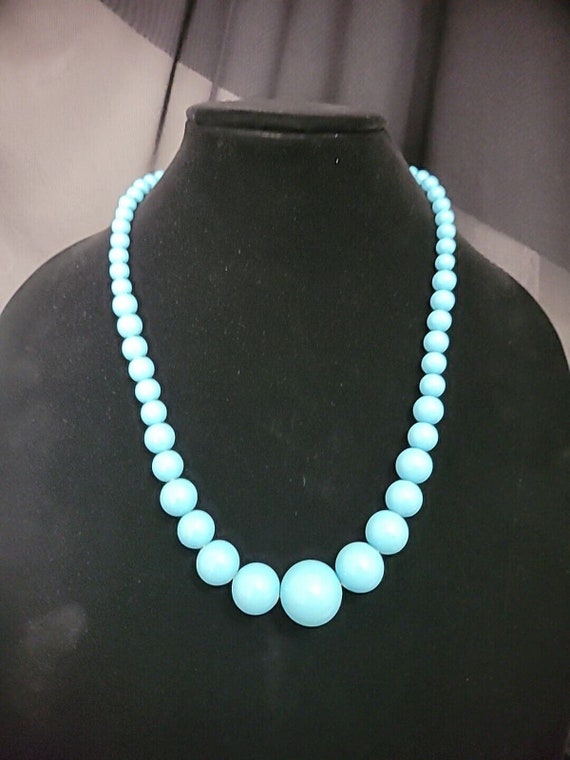 Vintage Beaded Graduated Blue Statement Jewelry C… - image 6