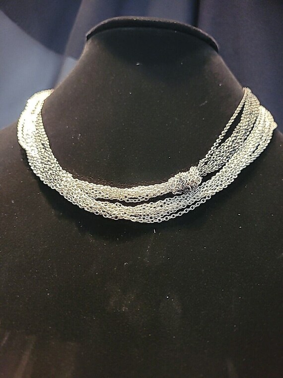 Vintage Multi Strand Silver Tone Chain Necklace J… - image 10