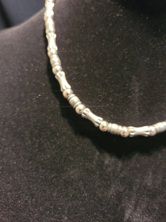 Vintage Silver Tone Bead Bar Necklace 16" Jewelry… - image 9