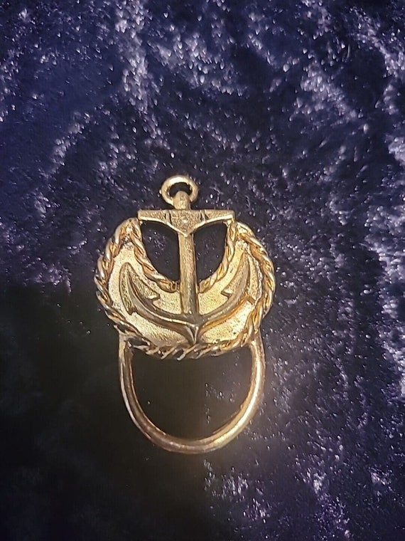Vintage Gish Anchor Nautical Brooch Pin Gold Tone… - image 4