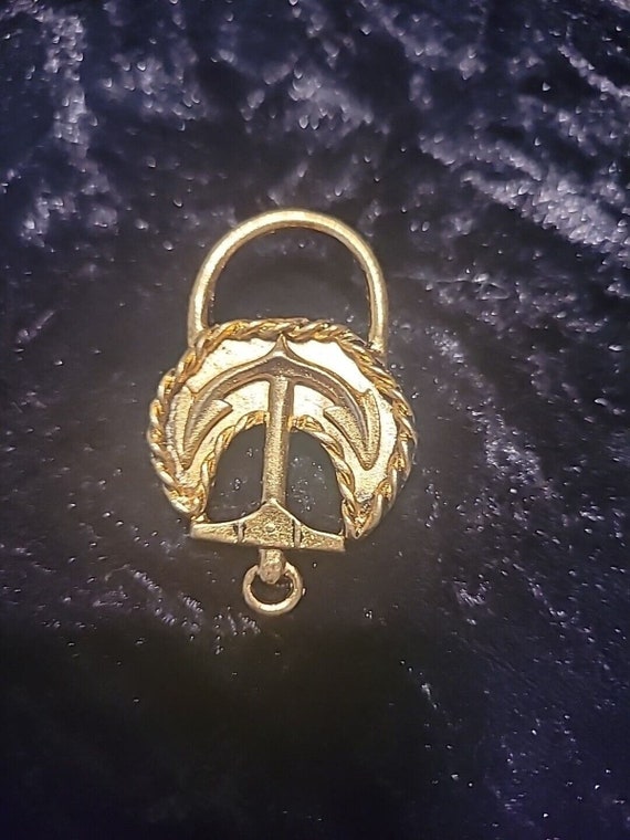 Vintage Gish Anchor Nautical Brooch Pin Gold Tone… - image 8