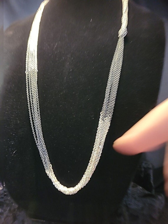 Vintage Multi Strand Silver Tone Chain Necklace J… - image 2
