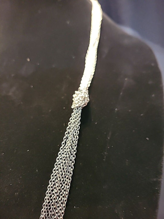 Vintage Multi Strand Silver Tone Chain Necklace J… - image 4