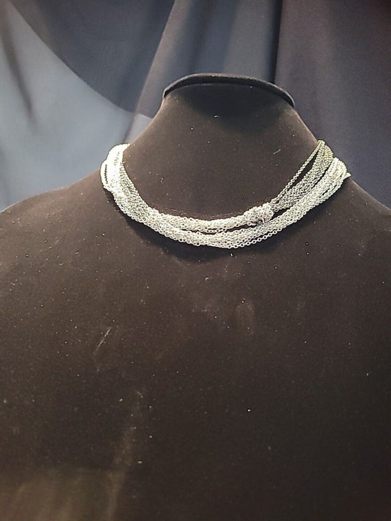 Vintage Multi Strand Silver Tone Chain Necklace J… - image 9