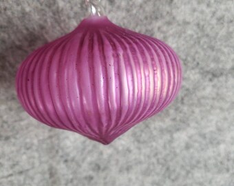 Vintage Large Ribbed Hanging Ornament Decoration Purple Christmas Onion Like