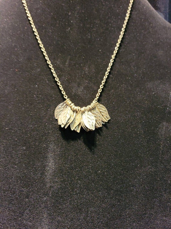 Vintage Bronze Tone Leaf Charms Necklace Fall Harv