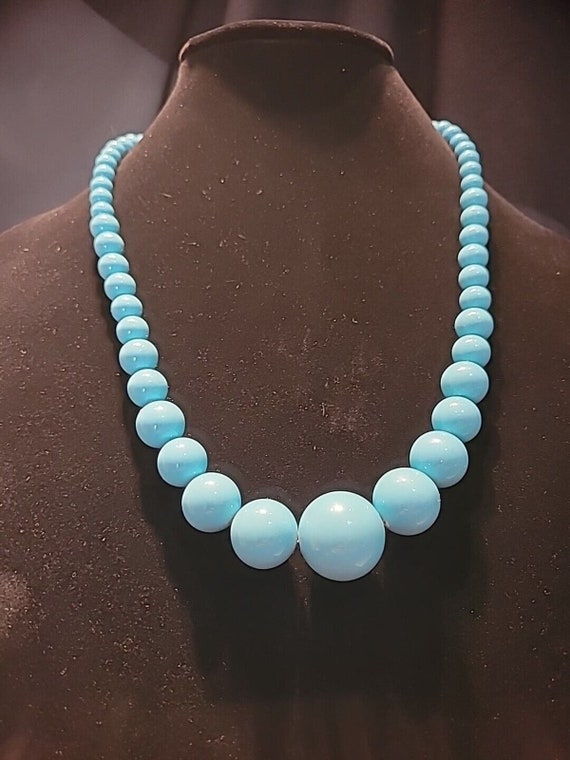 Vintage Beaded Graduated Blue Statement Jewelry C… - image 5