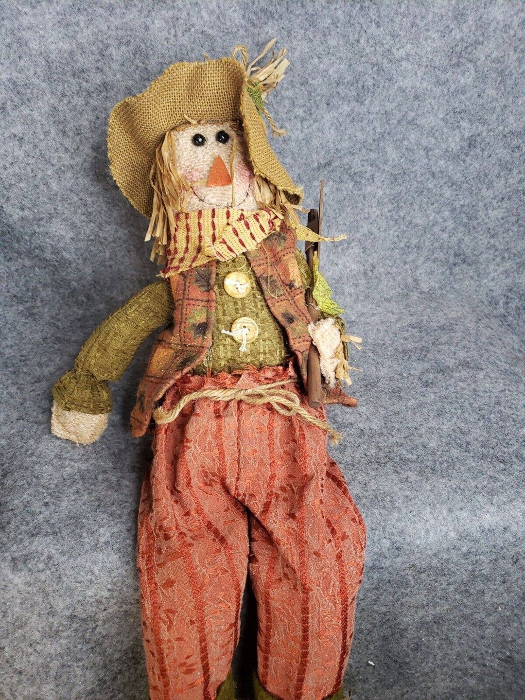 Vintage Sitting Scarecrow Straw Hat Decoration Harvest Fall Etsy