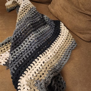 Cozy handmade crochet blanket for fall, neutral colors