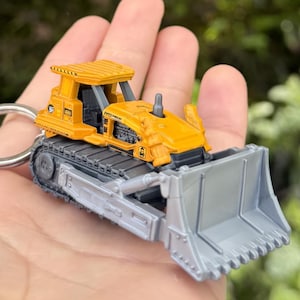 Bulldozer Keychain Construction Worker Keyring Accessories Mini Toy Truck Charm