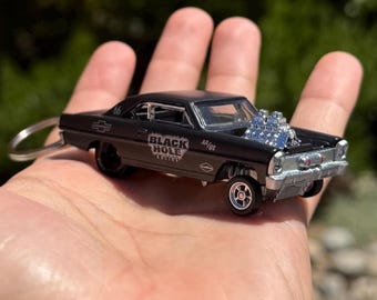1966 Chevy Super Nova Keychain, Black Chevrolet Car Keyring
