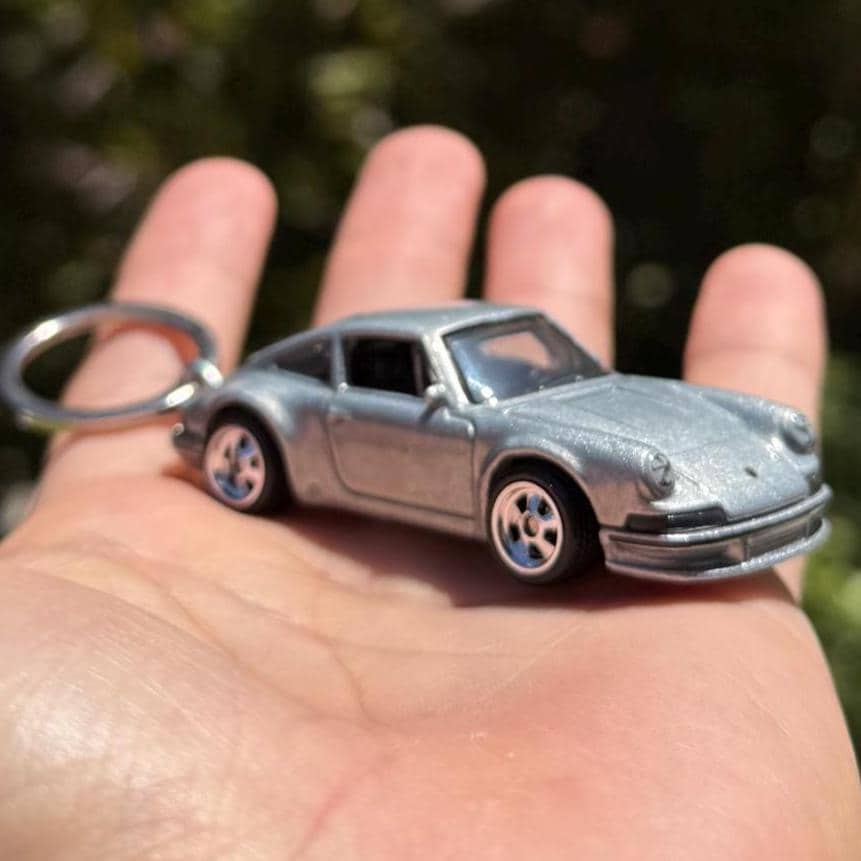 Porsche Carrera Keychain, 1971 Silver Porsche 911 Carrera Keyring