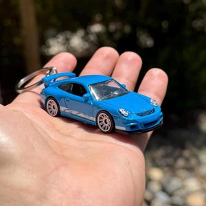 Porsche 911 GT3 Keychain, Baby Blue Porsche GT3RS Keyring, Porsche 911 Spoiler Charms, Porsche 911 GT3 RS Key Chain, Light Blue Porsche